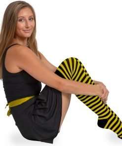 Skeleteen Black and Yellow Socks - Over the Knee Striped Thigh High Costume Accessories Bumble Bee Stockings for Women and Kids - 4
