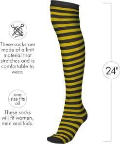 Skeleteen Black and Yellow Socks - Over the Knee Striped Thigh High Costume Accessories Bumble Bee Stockings for Women and Kids - 5