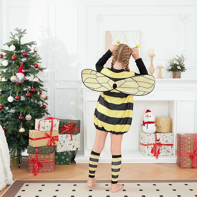 BHMAWSRT Womens Kids bee Costume Halloween Costume bee Wings Headband Halloween Accessories Family Matching Outfits - 4