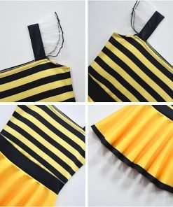 Girls Bumble Beei Dress for Kids Animal Dress Summer Square Neck Flounce Hem Casual Dress - 3