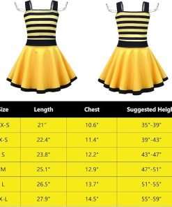 Girls Bumble Beei Dress for Kids Animal Dress Summer Square Neck Flounce Hem Casual Dress - 4