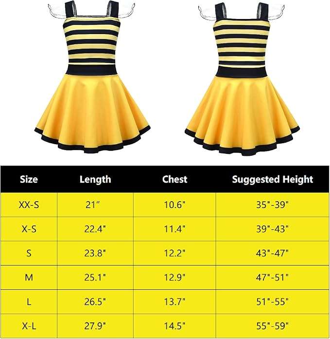 Girls Bumble Beei Dress for Kids Animal Dress Summer Square Neck Flounce Hem Casual Dress - 4
