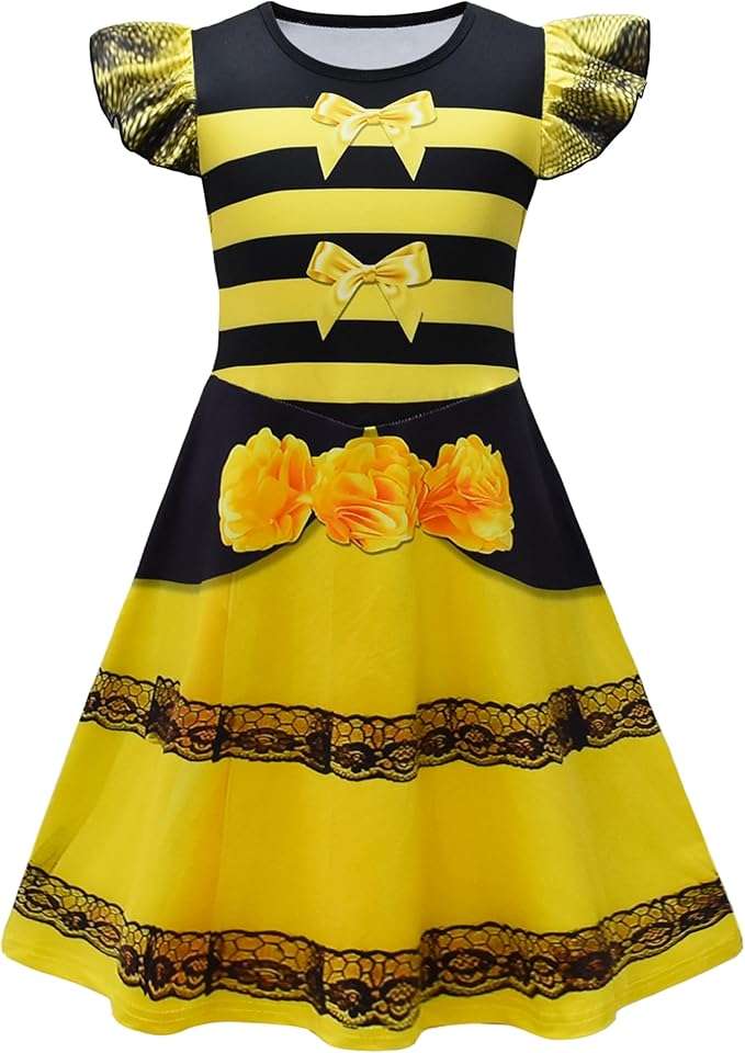 Girls Honeybee Dress Bee Costume Birthday Party Dress Halloween Cosplay Outfits - 1