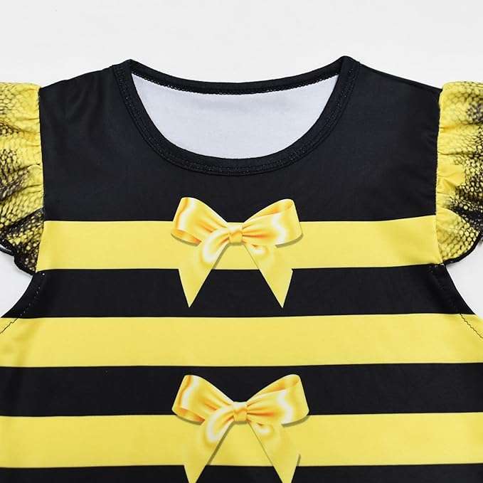Girls Honeybee Dress Bee Costume Birthday Party Dress Halloween Cosplay Outfits - 2