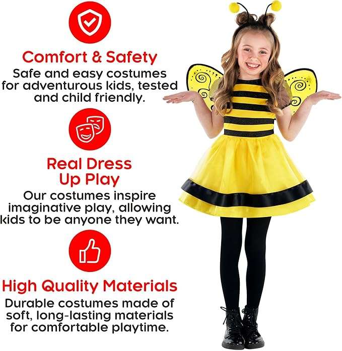 Morph Bumble Bee Costume Girls Bee Costume Kids Girls Bumblebee Costume Kids Bee Costume Toddler Bumble Bee Costume Baby Girl - 4