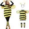 Bee Costume Adult Halloween Bee Costume with Headband Jacket Wings Leggings for Halloween Theme Party - 1