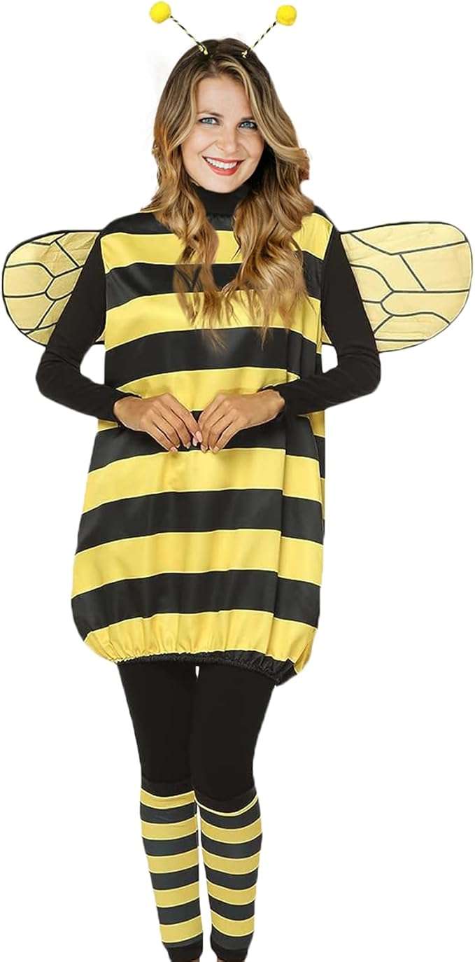 Bee Costume Adult Halloween Bee Costume with Headband Jacket Wings Leggings for Halloween Theme Party - 2