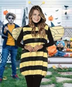 Bee Costume Adult Halloween Bee Costume with Headband Jacket Wings Leggings for Halloween Theme Party - 3