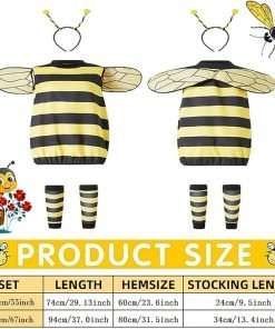 Bee Costume Adult Halloween Bee Costume with Headband Jacket Wings Leggings for Halloween Theme Party - 6