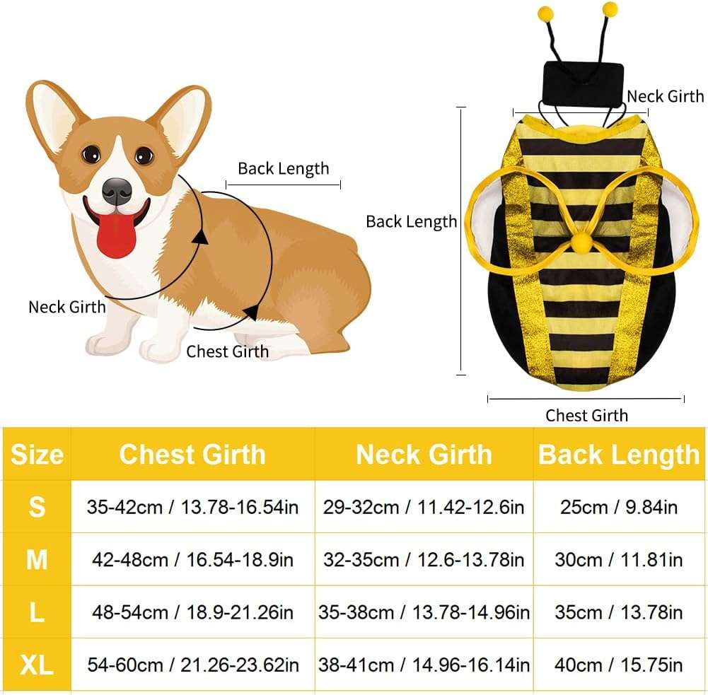 Dog Bee Costume Halloween Costumes for Dogs Pet Bee Costume, Halloween Bee Dog Costume Pet Bumblebee Costume, Dog Bumblebee Costume Pet Halloween Costumes - 3