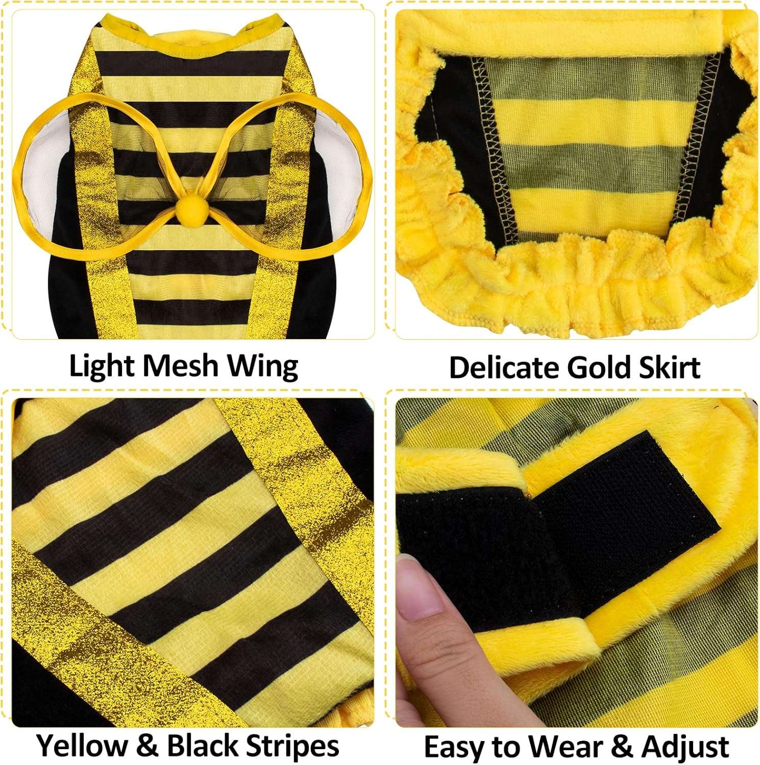 Dog Bee Costume Halloween Costumes for Dogs Pet Bee Costume, Halloween Bee Dog Costume Pet Bumblebee Costume, Dog Bumblebee Costume Pet Halloween Costumes - 4