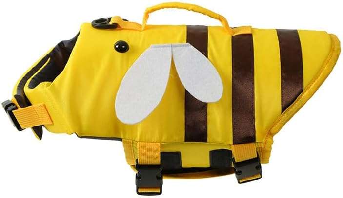 Dog Life Jacket Shark Life Vest with Rescue Handle Cute Bees Costume Girl Adjustable High Buoyancy Swimwear for Small Medium Large Dogs Boy Swimsuit Clothes for Pets - 1