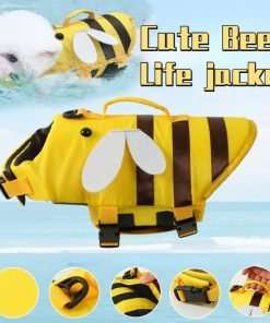 Dog Life Jacket Shark Life Vest with Rescue Handle Cute Bees Costume Girl Adjustable High Buoyancy Swimwear for Small Medium Large Dogs Boy Swimsuit Clothes for Pets - 2
