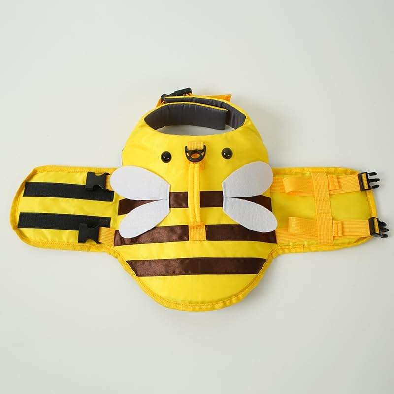 Dog Life Jacket Shark Life Vest with Rescue Handle Cute Bees Costume Girl Adjustable High Buoyancy Swimwear for Small Medium Large Dogs Boy Swimsuit Clothes for Pets - 6