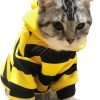 Funny Dog Hoodies Sweatshirt Holiday Cat Sweater Warm Dog Clothes for Small Dog Yellow Cat Outfit Puppy Hooded Coat Pet Bee Costume for Halloween Christmas - 1