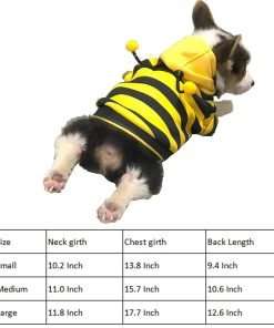 Funny Dog Hoodies Sweatshirt Holiday Cat Sweater Warm Dog Clothes for Small Dog Yellow Cat Outfit Puppy Hooded Coat Pet Bee Costume for Halloween Christmas - 3