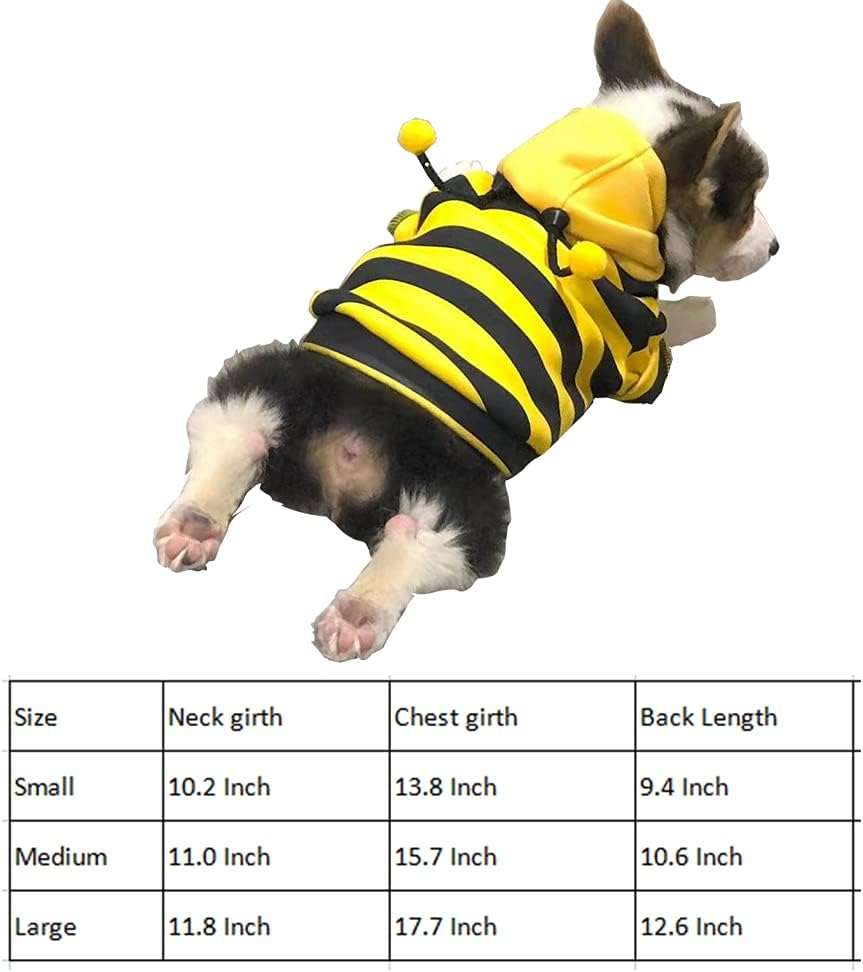 Funny Dog Hoodies Sweatshirt Holiday Cat Sweater Warm Dog Clothes for Small Dog Yellow Cat Outfit Puppy Hooded Coat Pet Bee Costume for Halloween Christmas - 3