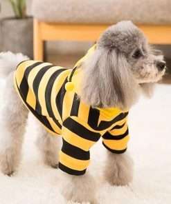 Funny Dog Hoodies Sweatshirt Holiday Cat Sweater Warm Dog Clothes for Small Dog Yellow Cat Outfit Puppy Hooded Coat Pet Bee Costume for Halloween Christmas - 6