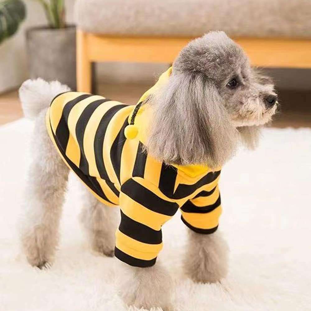 Funny Dog Hoodies Sweatshirt Holiday Cat Sweater Warm Dog Clothes for Small Dog Yellow Cat Outfit Puppy Hooded Coat Pet Bee Costume for Halloween Christmas - 6