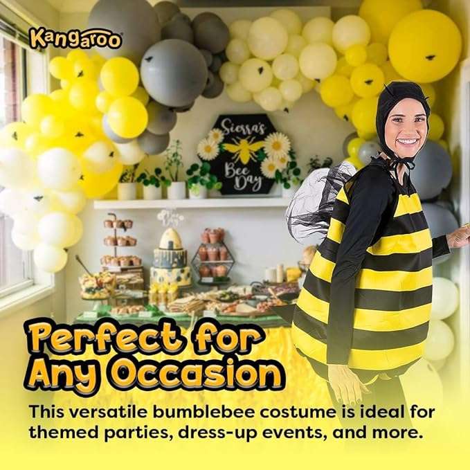 Kangaroo Bumble Bee Costume with Head Piece Cute and Adjustable Halloween Costume Girls and Boys for Theme or Costume Party - 4