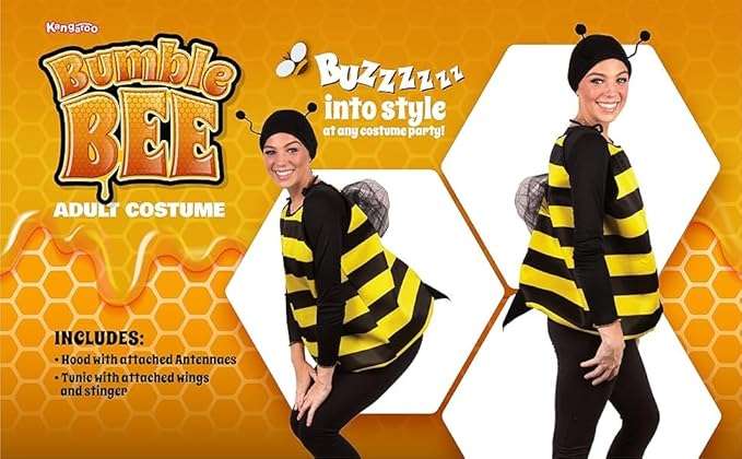 Kangaroo Bumble Bee Costume with Head Piece Cute and Adjustable Halloween Costume Girls and Boys for Theme or Costume Party - 5