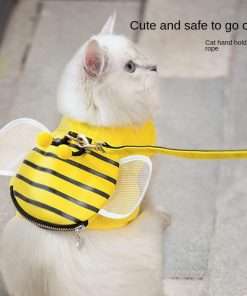 Little Bee Cute cat Leash Vest-Style cat Rope Walking cat Anti Breaking Loose Adjustable Out pet leashing Device (Mesh Wings (with Zipper), XL) Yellow - 4