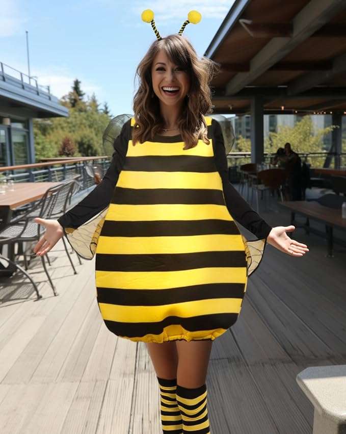 MCJC Bumblebee Adult Costume, Funny Halloween Costume, Women's Size Medium - 2