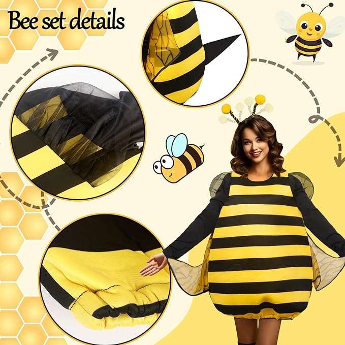 MCJC Bumblebee Adult Costume, Funny Halloween Costume, Women's Size Medium - 5