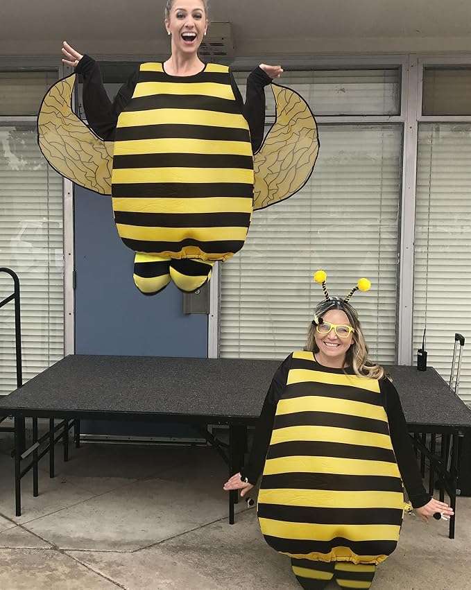 4 PCS Adult Bee Costume Bumble Bee Costume for Women Halloween Queen Bee Costume with Headpiece and Leg Warmers - 4