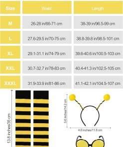 AOTHSO 7 Pack Halloween Women Bee Costume Set Bumble Bee Wings Headband Socks Lady Bee for Halloween Accessories - 4