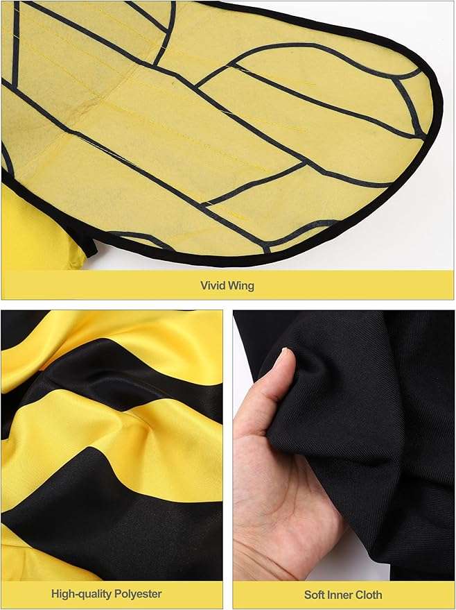 AOTHSO 7 Pack Halloween Women Bee Costume Set Bumble Bee Wings Headband Socks Lady Bee for Halloween Accessories - 5