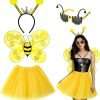 Bee Costume Accessories, Bee Costume Adult Women with Bee Wings Antenna Headband Bee Galsses Yellow Tutu for Girls - 1