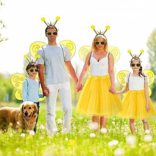 Bee Costume Accessories, Bee Costume Adult Women with Bee Wings Antenna Headband Bee Galsses Yellow Tutu for Girls - 6
