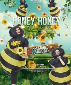Halloween Adult Inflatable Bumble Bee Costumes Women Blow Up Fancy Bee Costumes Men Party Outfits - 2