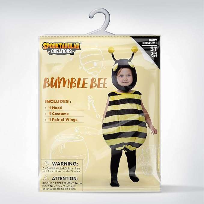 Spooktacular Creations Halloween Baby Costume Bumble Bee, Bee Costume Cosplay for Toddler, Infants, Halloween Dress Up Party - 7