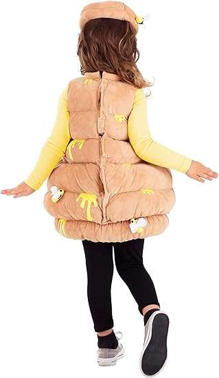 Toddler Bustling Beehive Costume - Beehive Tunic with Hook and Loop Closure, Plush Bee Details Attached to Hive - 4