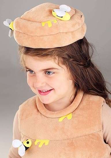 Toddler Bustling Beehive Costume - Beehive Tunic with Hook and Loop Closure, Plush Bee Details Attached to Hive - 5