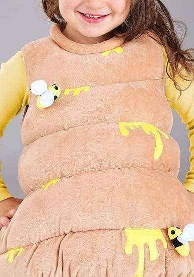Toddler Bustling Beehive Costume - Beehive Tunic with Hook and Loop Closure, Plush Bee Details Attached to Hive - 7