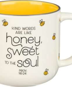 Christian Art Gifts Yellow Bumble Bee Ceramic Coffee Mug – 15 oz. Microwave & Dishwasher-safe Inspiration Scripture Coffee and Tea Mug for Women with Bible Verse- Kin Words Are Like Honey - 1