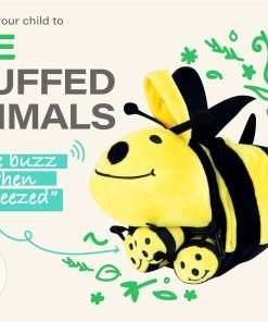 Etna Plush Buzzing Bees Toy - Cute Soft Mommy Bee Carrier Holds 4 Baby Bee Dolls, Squeeze Activated Sounds - 2