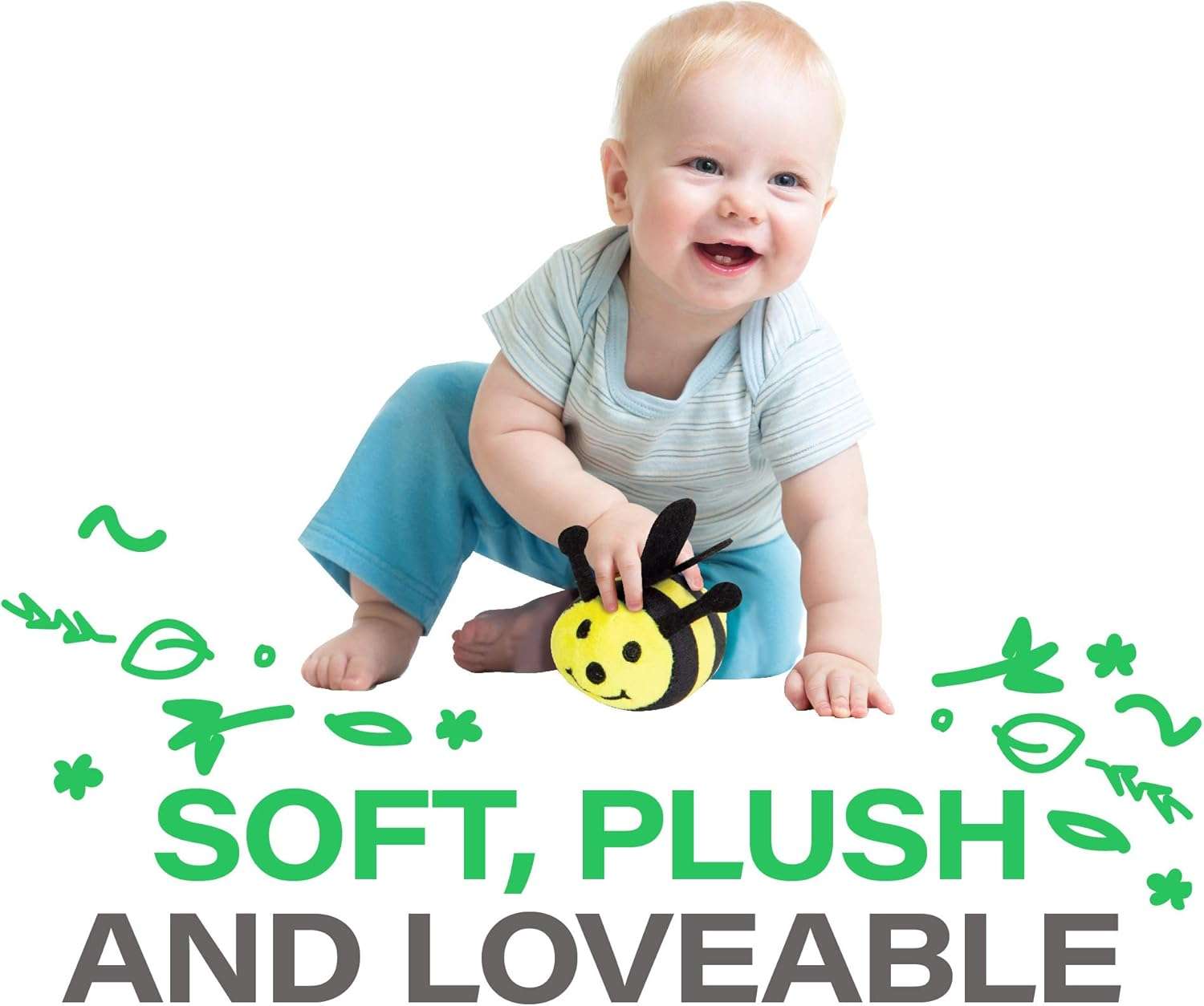 Etna Plush Buzzing Bees Toy - Cute Soft Mommy Bee Carrier Holds 4 Baby Bee Dolls, Squeeze Activated Sounds - 4