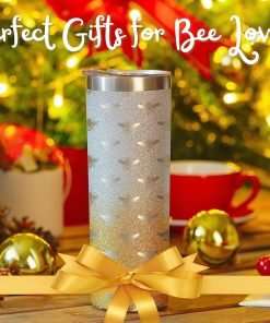 Onebttl Unique Bee Gifts for Women, Girls - Bee Themed Gifts - Bee Cup for Her on Birthday, Holidays - 20 oz SS304 Stainless Steel Tumbler with Lid and Straw - Bee Pattern - 6