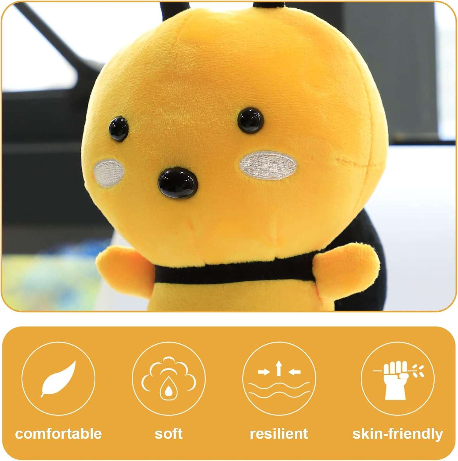 Putrer Bee Plush Toy,12 Bee Stuffed Animal,Soft Honeybee Plush Doll Gift for Kids Birthday Party,Christmas,Valentine (12 inch) - 6