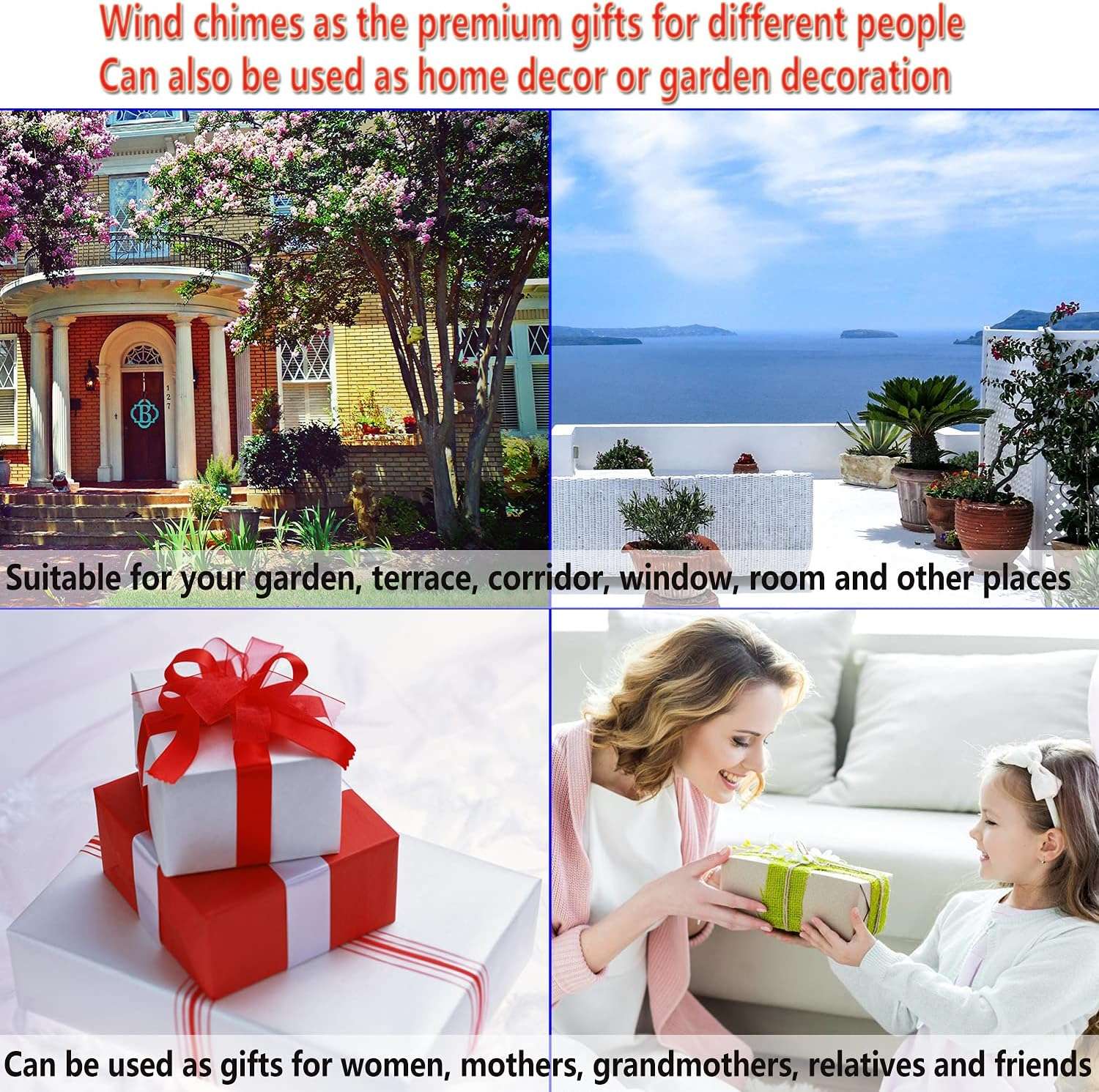 Bronze Bee Wind Chime, Gifts for Mom, Home, Garden, Balconies, Room, Patio, Indoor, Outdoor Bee Decoration, Bee Chimes, with 4 Aluminum Tubes 5 Bees Wind Chimes, Bee Wind Catcher, Bee Wind Bells Decor - 7