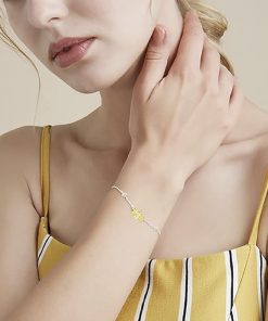 Palpitate Bee Bracelet Sterling Silver Bee Gifts Yellow Created Opal Bracelet Daisy Jewelry for Women Adjustable Chain - 3