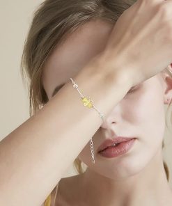 Palpitate Bee Bracelet Sterling Silver Bee Gifts Yellow Created Opal Bracelet Daisy Jewelry for Women Adjustable Chain - 4
