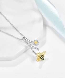 Palpitate Bee Necklace Bee Gifts Honey Bumble Necklace Bee Necklace for Women 925 Sterling Silver Bee Jewelry Gifts for Mother Grandma Mother's Day Gifts for Mom - 2