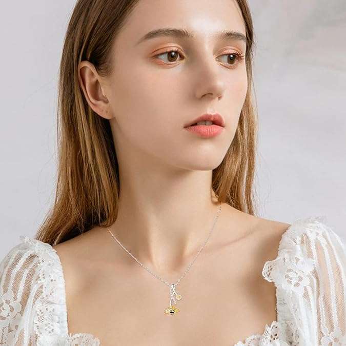 Palpitate Bee Necklace Bee Gifts Honey Bumble Necklace Bee Necklace for Women 925 Sterling Silver Bee Jewelry Gifts for Mother Grandma Mother's Day Gifts for Mom - Image 6