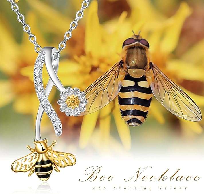 Palpitate Bee Necklace Bee Gifts Honey Bumble Necklace Bee Necklace for Women 925 Sterling Silver Bee Jewelry Gifts for Mother Grandma Mother's Day Gifts for Mom - 6