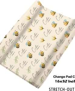 Personalized Baby Crib Bedding Set- 4 Piece Custom Gift Crib Bed Set with Name - Yellow Bee Design, Nursery Bedding Set for Baby Girls,Newborn Girls Crib Sets, Crib Bedding Shower Gifts - 4